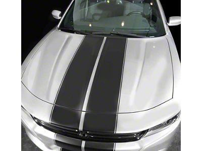 Over-The-Top Double Stripes with Pinstripes; Gloss Black (19-23 Charger)