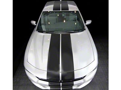 Over-The-Top Rally Double Stripes; Gloss Black (15-18 Charger)