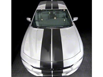 Over-The-Top Rally Double Stripes; Gloss Black (19-23 Charger)