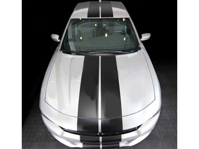 Over-The-Top Rally Double Stripes; Gloss Black (19-23 Charger)