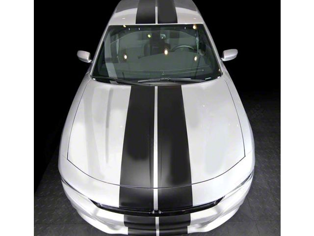 Over-The-Top Rally Double Stripes; Matte Black (19-23 Charger)