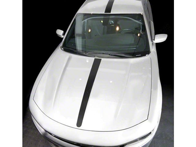 Over-The-Top Single Center Stripes; Gloss Black (15-18 Charger)