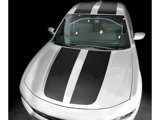 Over-The-Top Sport Double Stripes; Gloss Black (19-23 Charger)