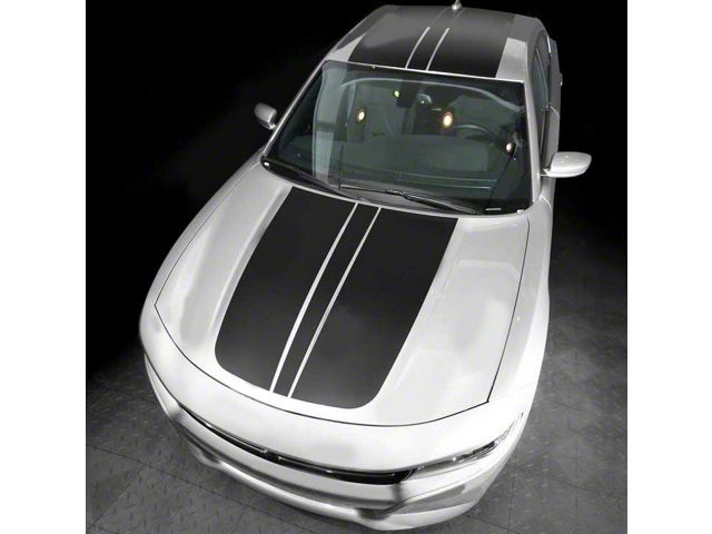 Over-The-Top Sport Stripes; Gloss Black (15-18 Charger)