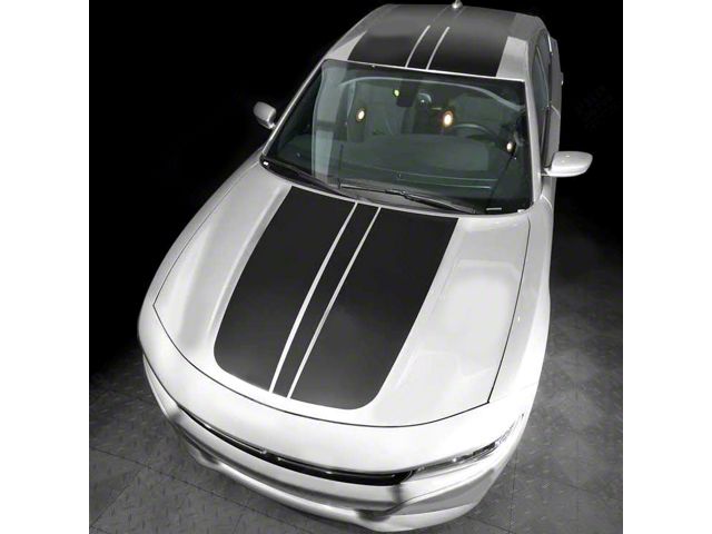 Over-The-Top Sport Stripes; Gloss Black (19-23 Charger)