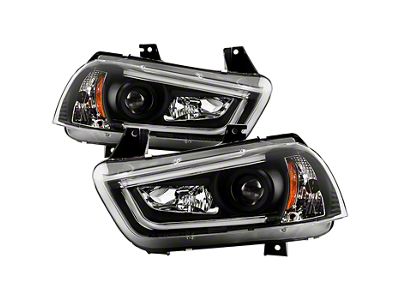 Platinum Series Headlights; Black Housing; Clear Lens (11-14 Charger w/ Factory Halogen Headlights)