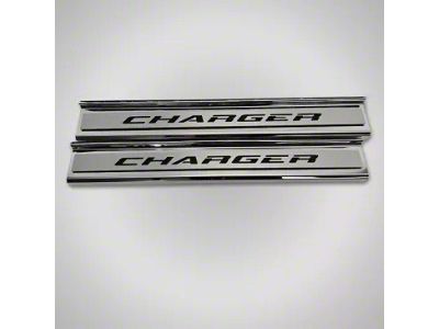 Polished Front Door Sills with Charger Lettering; Brushed (15-23 Charger)