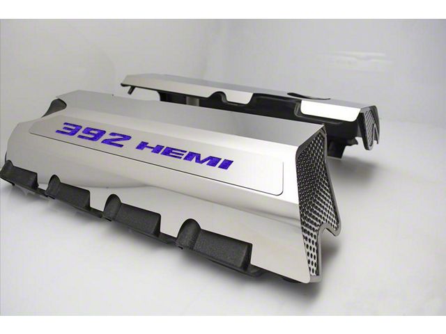 Polished Fuel Rail Covers with 392 HEMI Lettering; Plum Crazy Purple Solid (15-23 6.4L HEMI Charger w/o Shaker Hood)