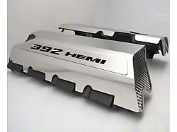 Polished Fuel Rail Covers with 392 HEMI Lettering; White Carbon Fiber (15-23 6.4L HEMI Charger w/o Shaker Hood)