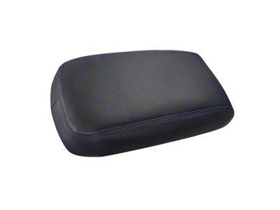 Premium Artificial Leather Center Console Lid Armrest Cover; Black with Blue Stitching (15-23 Charger)