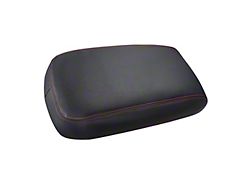 Premium Artificial Leather Center Console Lid Armrest Cover; Black with Red Stitching (15-23 Charger)