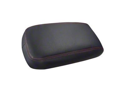 Premium Artificial Leather Center Console Lid Armrest Cover; Black with Red Stitching (15-23 Charger)