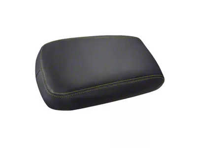 Premium Artificial Leather Center Console Lid Armrest Cover; Black with Yellow Stitching (15-23 Charger)