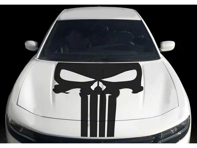 Punisher Style Hood Skull Decal Stripe; Gloss Red (19-23 Charger)