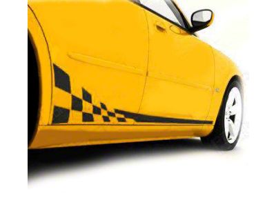 Racing Checkered Side Stripes; Gloss Black (06-10 Charger)