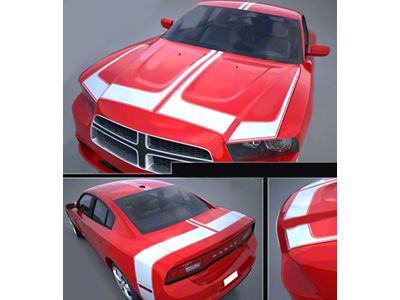 Racing Hood, Roof and Rear Stripes; Gloss Black (11-14 Charger)