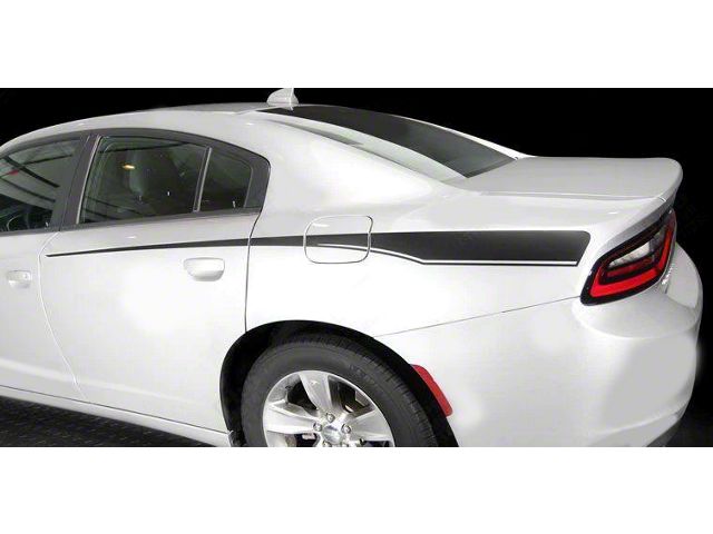 Rear Quarter Side Accent Stripes; Gloss Black (15-18 Charger)