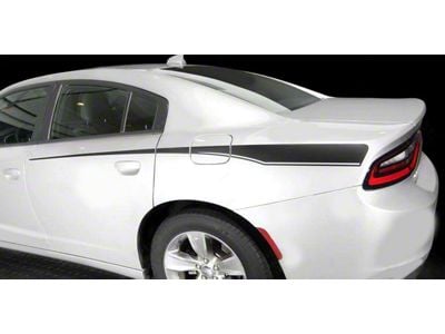 Rear Quarter Side Accent Stripes; Gloss Black (15-18 Charger)