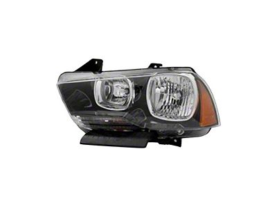 Replacement Halogen Headlight; Black Housing; Clear Lens; Driver Side (11-14 Charger w/ Factory Halogen Headlights)