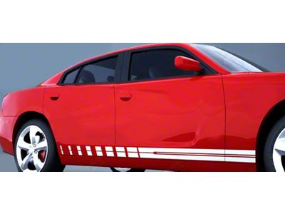 Rocker Panel Strobe Side Stripes; Gloss Black (15-18 Charger)