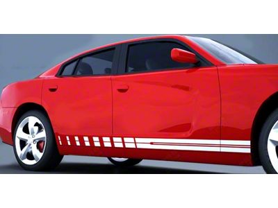 Rocker Panel Strobe Side Stripes; Gloss Black (19-23 Charger)