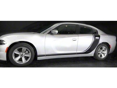 Rocker to Door Accent Side Stripes; Gloss Black (19-23 Charger)