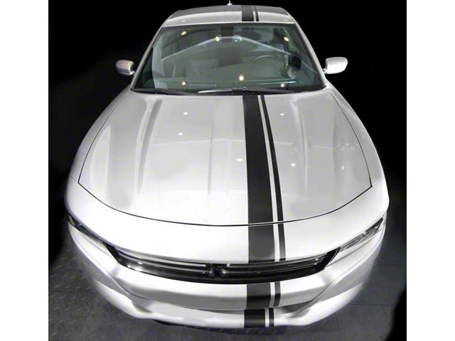 Side Offset Over-The-Top Stripes; Gloss Black (19-23 Charger)