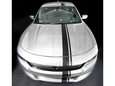 Side Offset Over-The-Top Stripes; Matte Black (15-18 Charger)