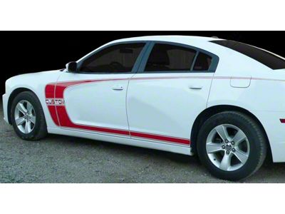 Side Scallop Accent C-Stripes; Gloss Red (15-18 Charger)