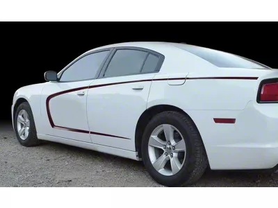 Side Scallop Bumblebee C-Stripes; Gloss Red (11-14 Charger)