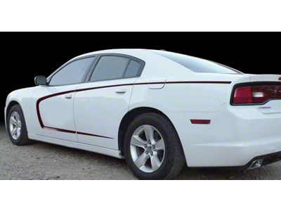 Side Scallop Bumblebee C-Stripes; Gloss Red (15-18 Charger)