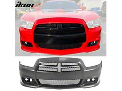 SRT8 Style Front Bumper Cover; Unpainted (11-14 Charger w/o Adaptive Cruise Control)