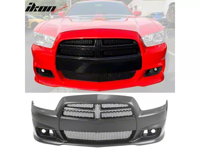 SRT8 Style Front Bumper Cover; Unpainted (11-14 Charger w/o Adaptive Cruise Control)