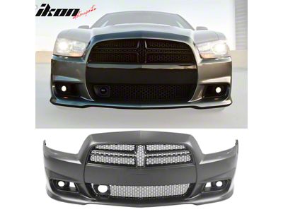 SRT8 Style Front Bumper Cover; Unpainted (11-14 Charger w/ Adaptive Cruise Control)
