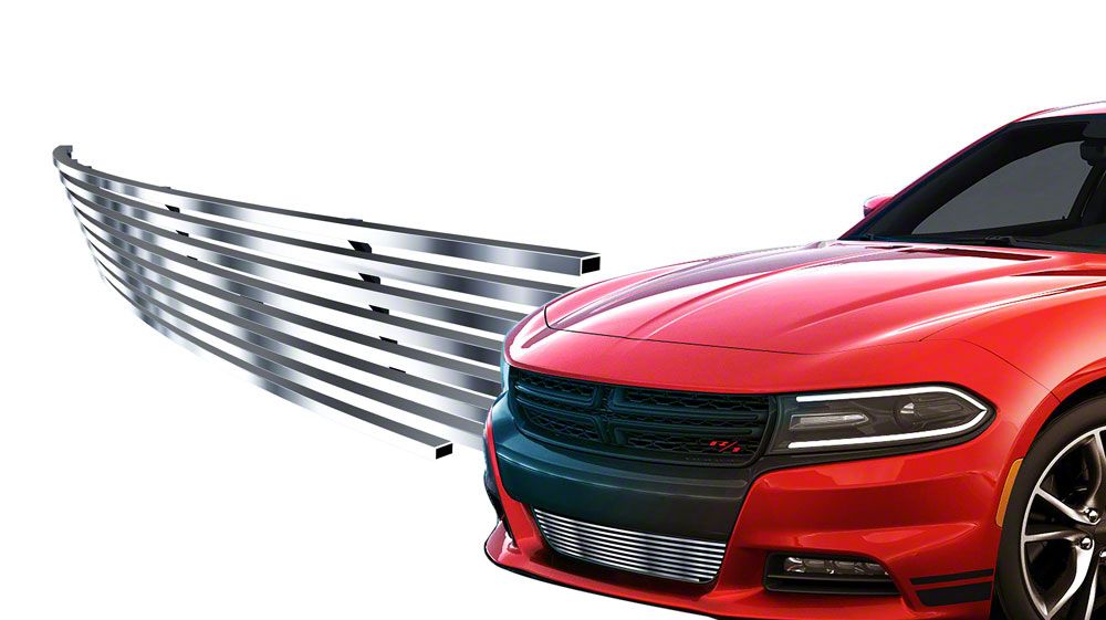 Charger Stainless Steel Billet Lower Grille; Silver Hairline (16