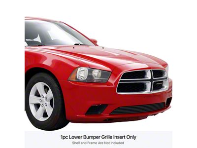 Stainless Steel Billet Lower Overlay Grille; Black (11-14 Charger w/o Adaptive Cruise Control, Excluding SRT8)