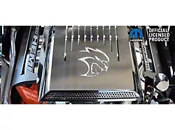 Stainless Steel HELLCAT Logo Plenum/Supercharger Engine Cover; White Carbon Fiber (15-23 Charger SRT Hellcat)