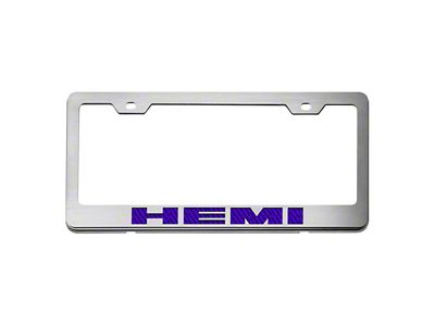 Stainless Steel HEMI License Plate Frame; Purple Carbon Fiber (Universal; Some Adaptation May Be Required)