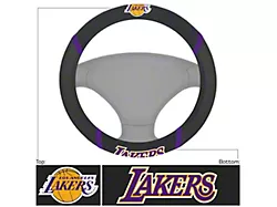 Steering Wheel Cover with Los Angeles Lakers Logo; Black (Universal; Some Adaptation May Be Required)