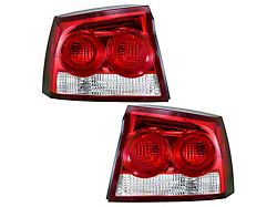 Tail Lights; Chrome Housing; Red Lens (09-10 Charger)