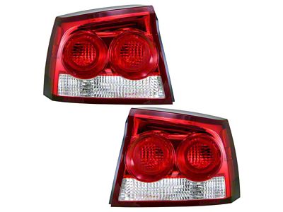 Tail Lights; Chrome Housing; Red Lens (09-10 Charger)