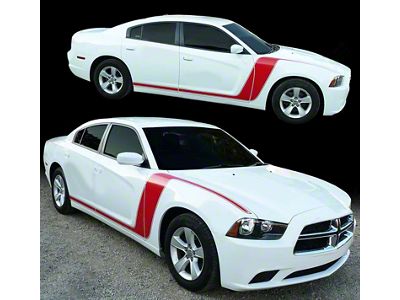 Thunderbolt Shock Side Stripes; Gloss Black (11-14 Charger)