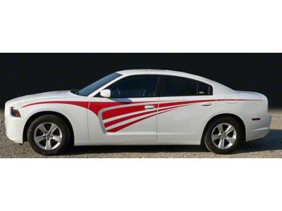 Tribal Rally Racing Side Stripes; Gloss Black (11-14 Charger)