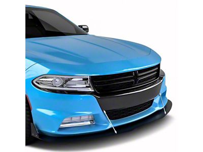 V3R Style Front Bumper Lip Splitter; Satin Black Ice Vinyl (15-23 Charger, Excluding Widebody)