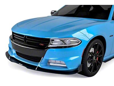 V3R Style Front Bumper Lip Splitter; Gloss Black Vinyl (15-23 Charger, Excluding Widebody)