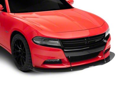 V3R Style Front Bumper Lip Splitter; Gloss Carbon Fiber Vinyl (15-23 Charger, Excluding Widebody)