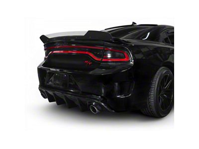 V3R Style Wicker Bill Rear Spoiler Add-On; Gloss Carbon Fiber Vinyl (15-23 Charger, Excluding Widebody)