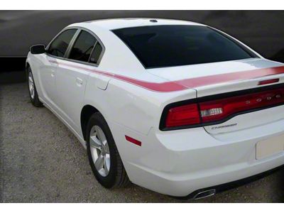Valiant Style Trunk and Side Stripes; Gloss Black (11-14 Charger)