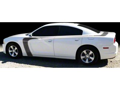 Valiant Style Trunk and Side Stripes; Gloss Black (15-18 Charger)