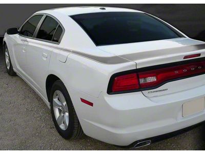 Valiant Style Trunk and Side Stripes; Matte Black (15-18 Charger)